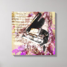 Abstract Music Piano Design Purple Canvas Wall Art