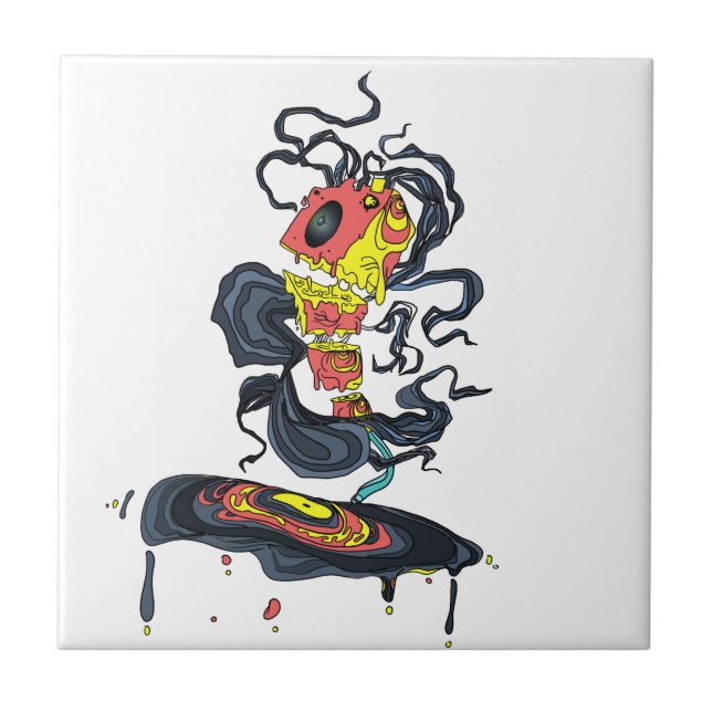 Abstract music speaker playing vinyl tile (Front)