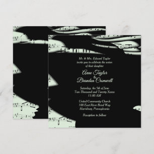 Abstract Music Theme Wedding Invitation Mint Green
