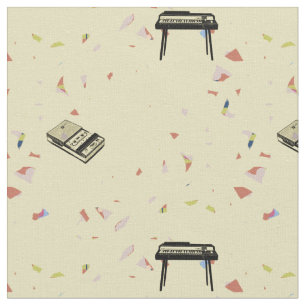 Abstract Music Vintage Organ Record Pattern Fabric