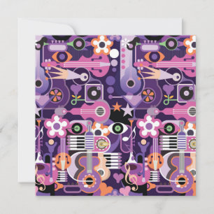 Abstract musical background thank you card