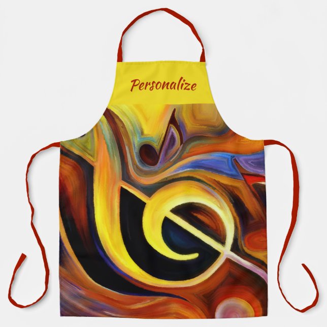 Abstract Musical Note Personalized Artist Smock Apron (Front)