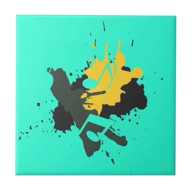 Abstract Musical Notes Ceramic Tile (Front)