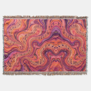 Abstract Musical Notes Sunset Orange Blankets