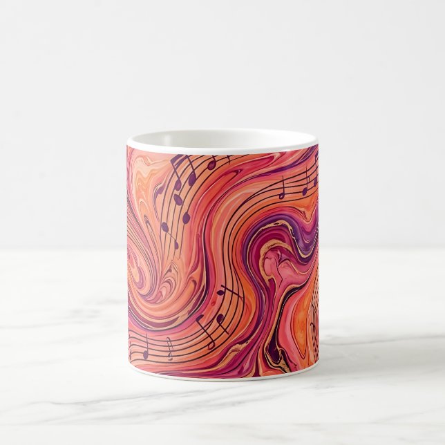 Abstract Musical Notes Sunset Orange Coffee Mug (Center)