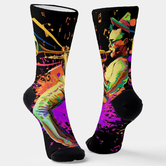 Abstract Musician Playing Trumpet Socks (Angled)