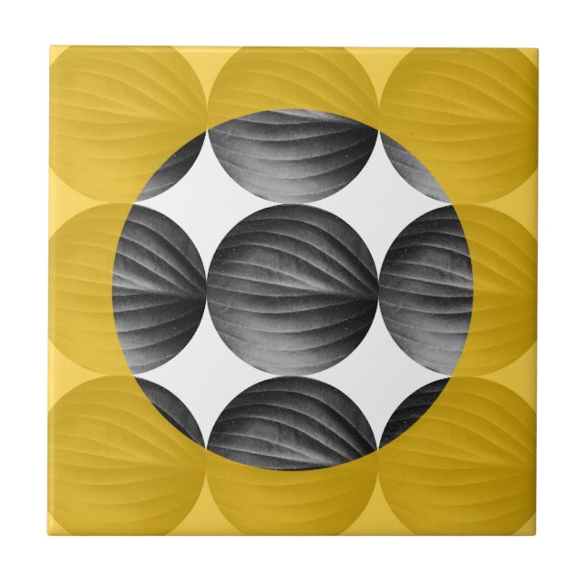 Abstract Mustard Yellow and Grey Tile (Front)