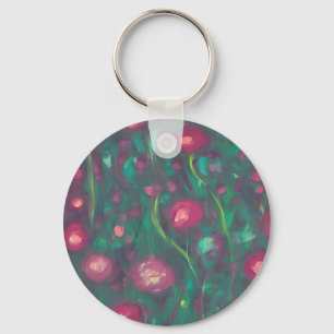 Abstract muted red roses  keychain
