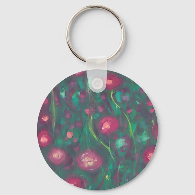 Abstract muted red roses  keychain (Front)