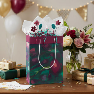 Abstract muted red roses  medium gift bag