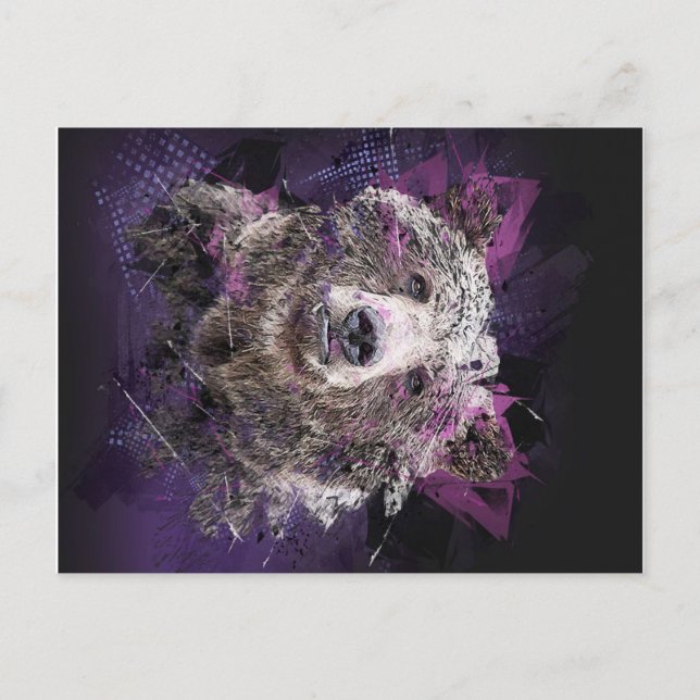 Abstract Mystical Bear_ Announcement Postcard (Front)