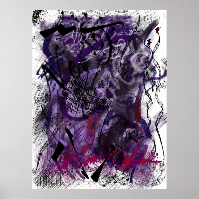 Abstract Mystical Purple Brush Strokes Wall Art    (Front)