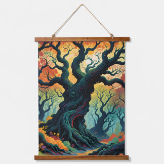 Abstract Mystical Trees Hanging Tapestry