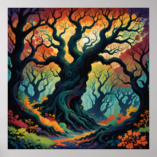 Abstract Mystical Trees Poster