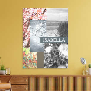 Abstract Nature in Collage Custom Name and Text Canvas Print
