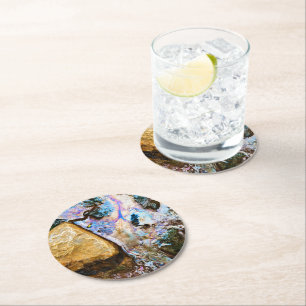 abstract nature still water round paper coaster