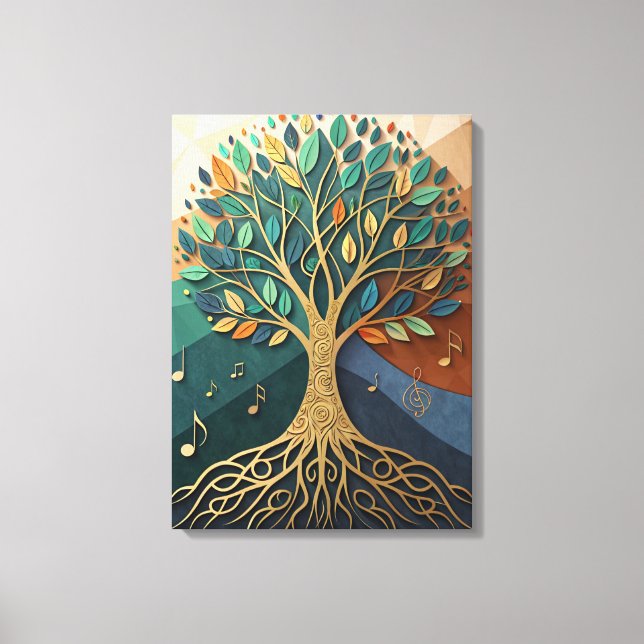 Abstract Nature Symphony Tree of Music Canvas Wall (Front)