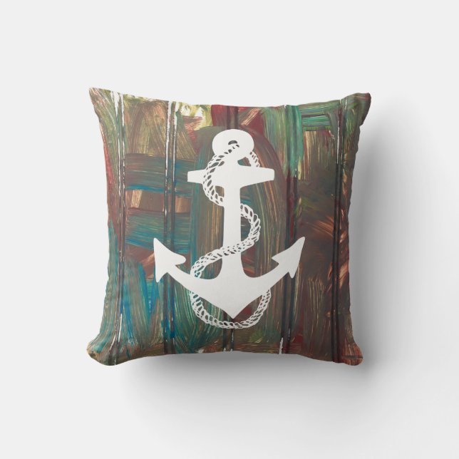 abstract nautical ANCHOR + ROPE | Throw Pillow (Front)