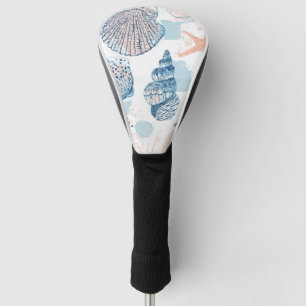 Abstract Nautical Beach Blue Peach Distressed (2) Golf Head Cover
