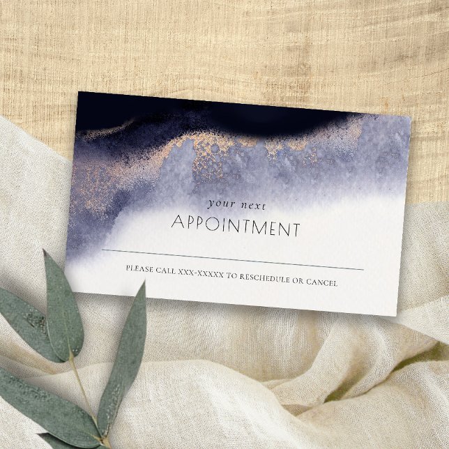 Abstract Navy Black Gold Watercolor Appointment Business Card (Creator Uploaded)