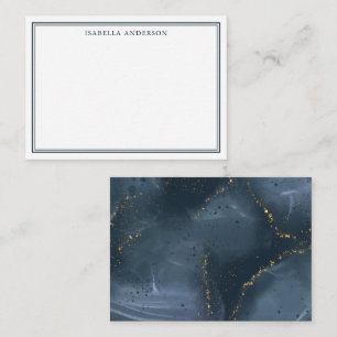 Abstract Navy Blue Gold Glitter Personalized Card