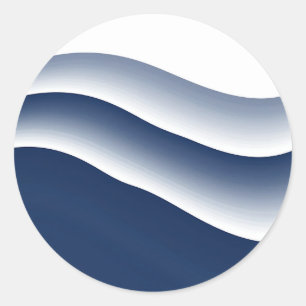 Abstract Navy Blue Ocean Waves Classic Round Sticker