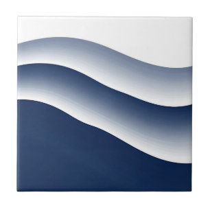 Abstract Navy Blue Ocean Waves Tile