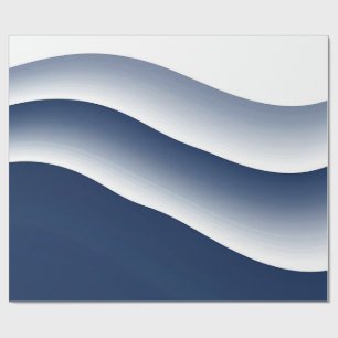 Abstract Navy Blue Ocean Waves Wrapping Paper