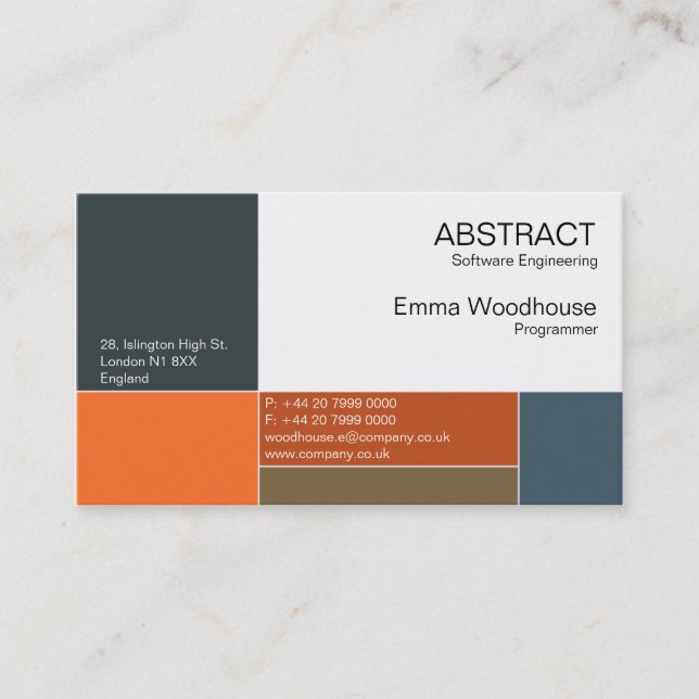 Abstract Navy Blue & Rusty Orange Business Card (Front)