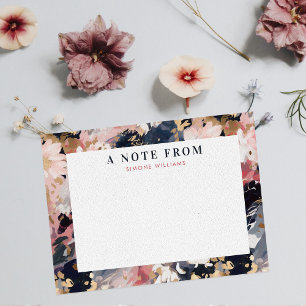 Abstract Navy & Blush Painted Floral Personalized Card