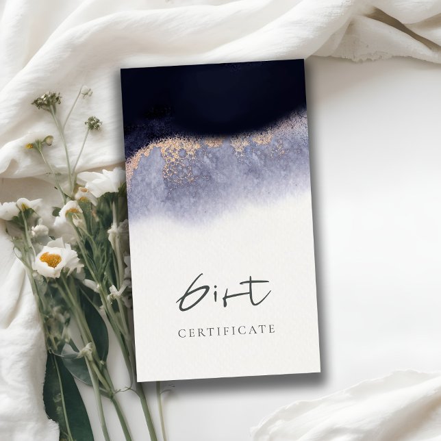 Abstract Navy Gold Watercolor Gift Certificate (Creator Uploaded)