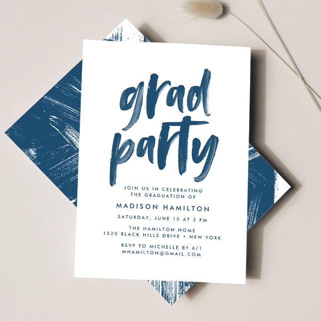 Abstract Navy | Graduation Party Invitation (Creator Uploaded)