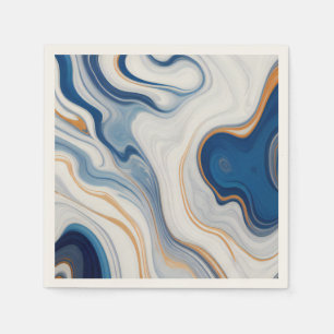 Abstract Navy Marble Design Napkin