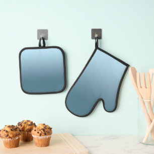 Abstract navy marine blue pure colour trend modern oven mitt & pot holder set
