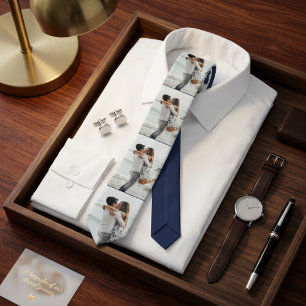 Abstract Navy   Photo Collage Personalized Family  Tie