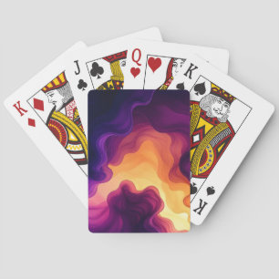 Abstract Navy, Purple & Yellow Watercolor Art Playing Cards