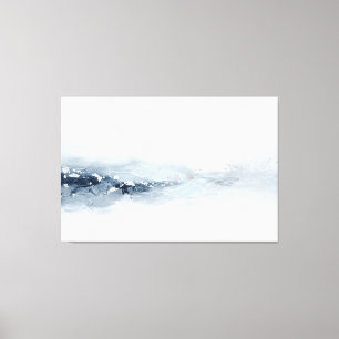 Abstract Navy Silver Landscape Modern Minimalist Canvas Print