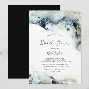 Abstract Navy Watercolor Bridal Shower Invitation