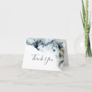 Abstract Navy Watercolor Thank You Card