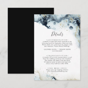 Abstract Navy Watercolor Wedding Details Enclosure Card