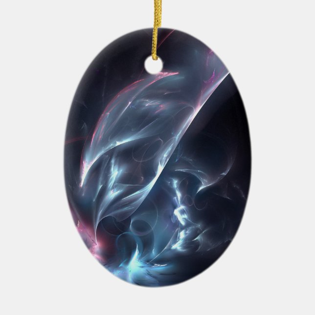 Abstract Nebula Blue and Purple Ceramic Ornament (Front)