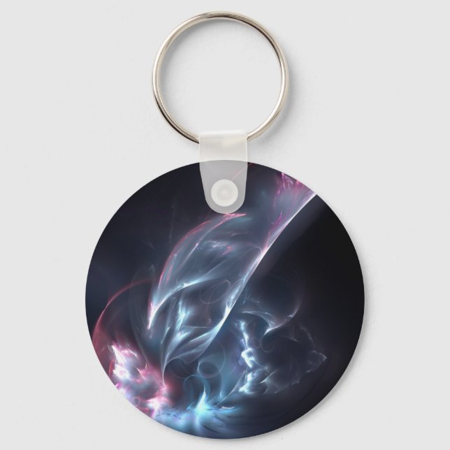 Abstract Nebula Blue and Purple Keychain (Front)