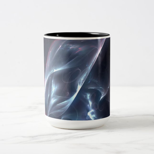Abstract Nebula Blue and Purple Two-Tone Coffee Mug (Center)