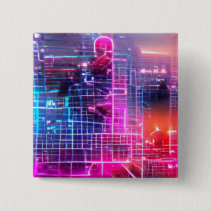 Abstract neon art T-Shirt 2 Inch Square Button