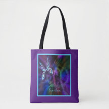 Abstract Neon Blue Purple Bright Butterfly Tote