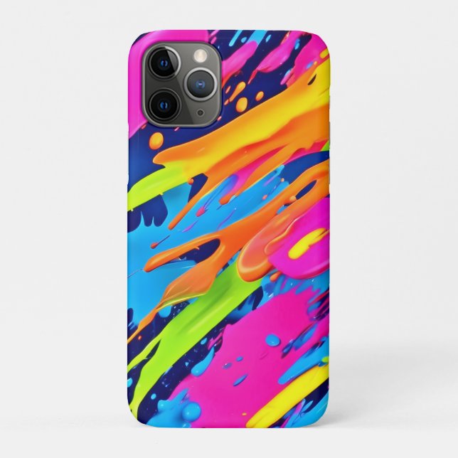 Abstract Neon Brushstrokes Splash Art Case-Mate iPhone Case (Back)