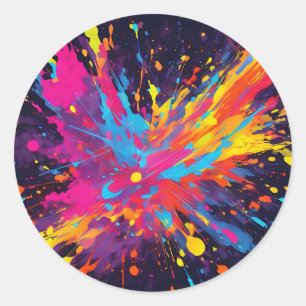 Abstract Neon Colourful Classic Round Sticker