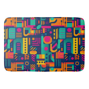 Abstract neon colours and geometric bohemian shape bath mat