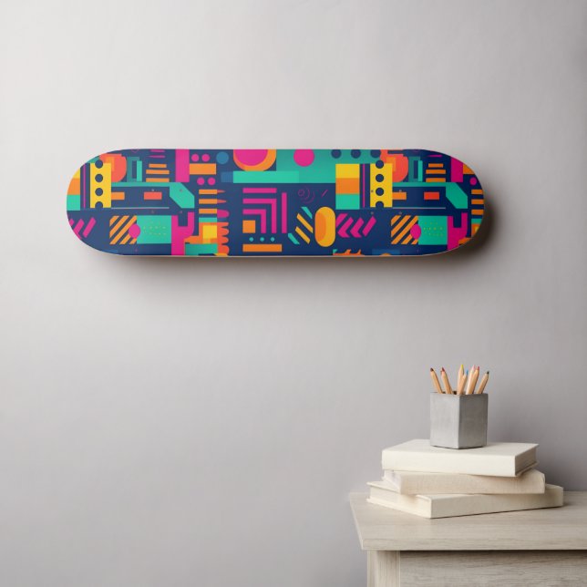 Abstract neon colours and geometric bohemian shape skateboard (Wall Art (Horz))
