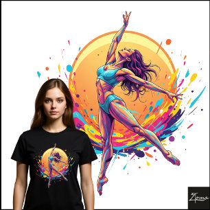 Abstract Neon Dancer Dynamic Leap Illustration Tri-Blend Shirt